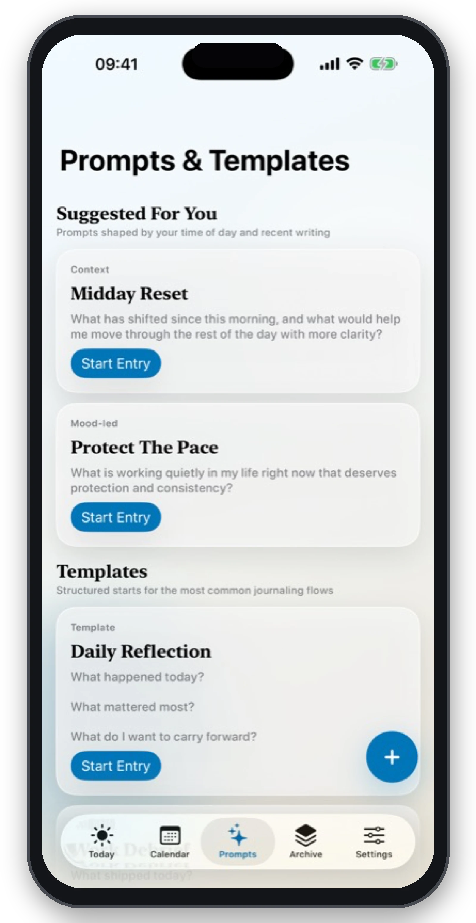 JournalNow prompts on iPhone