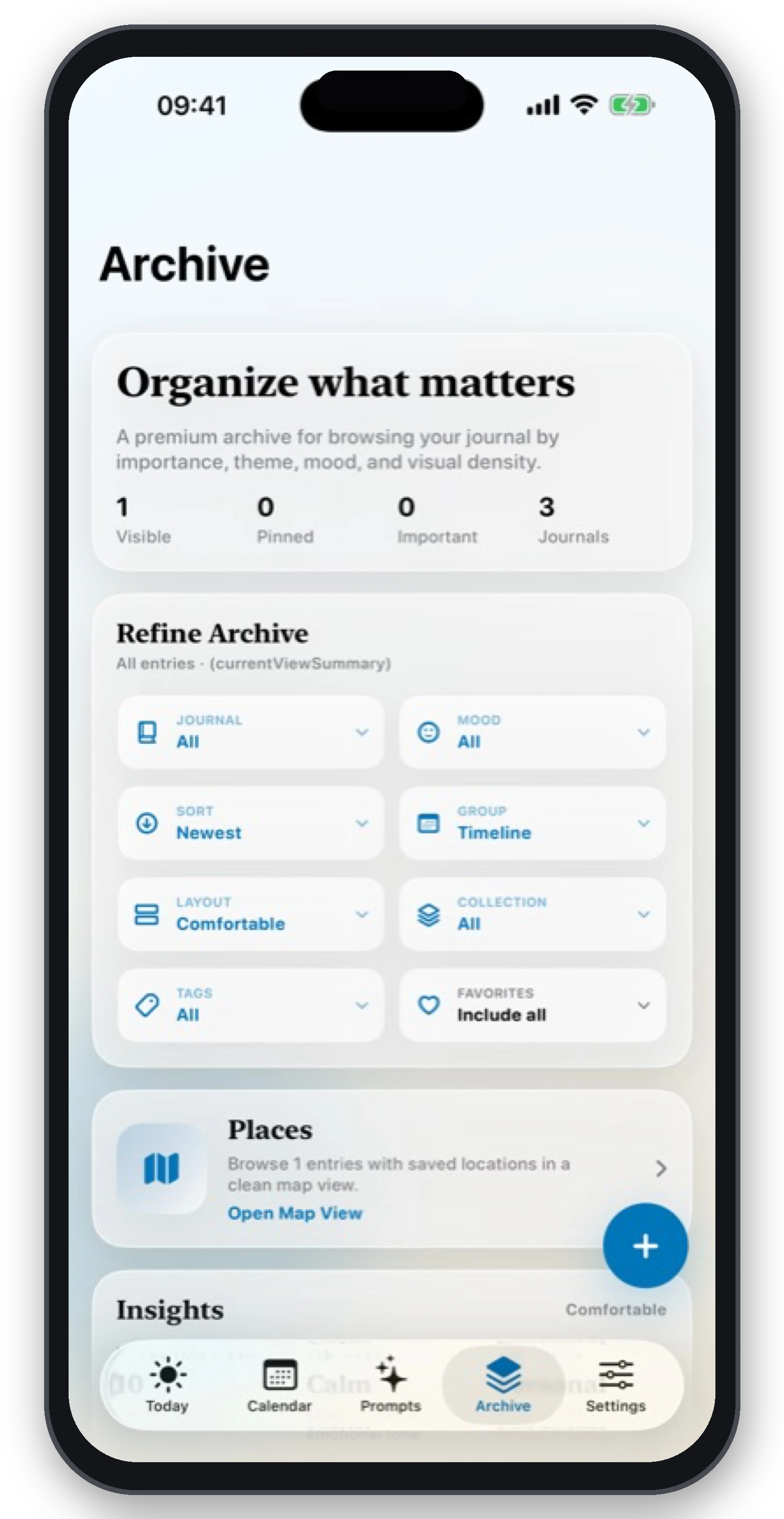 JournalNow archive on iPhone