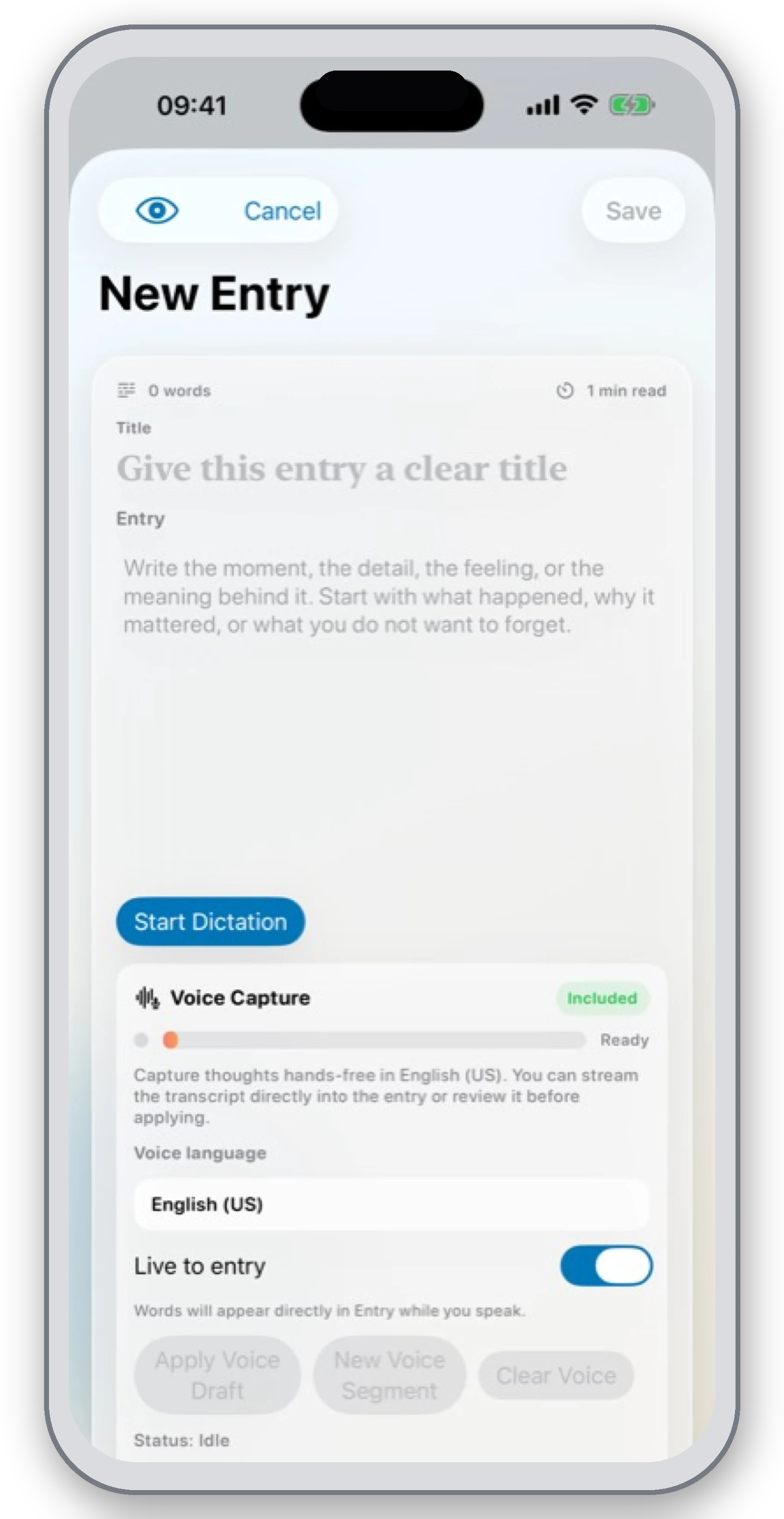 New JournalNow entry on iPhone