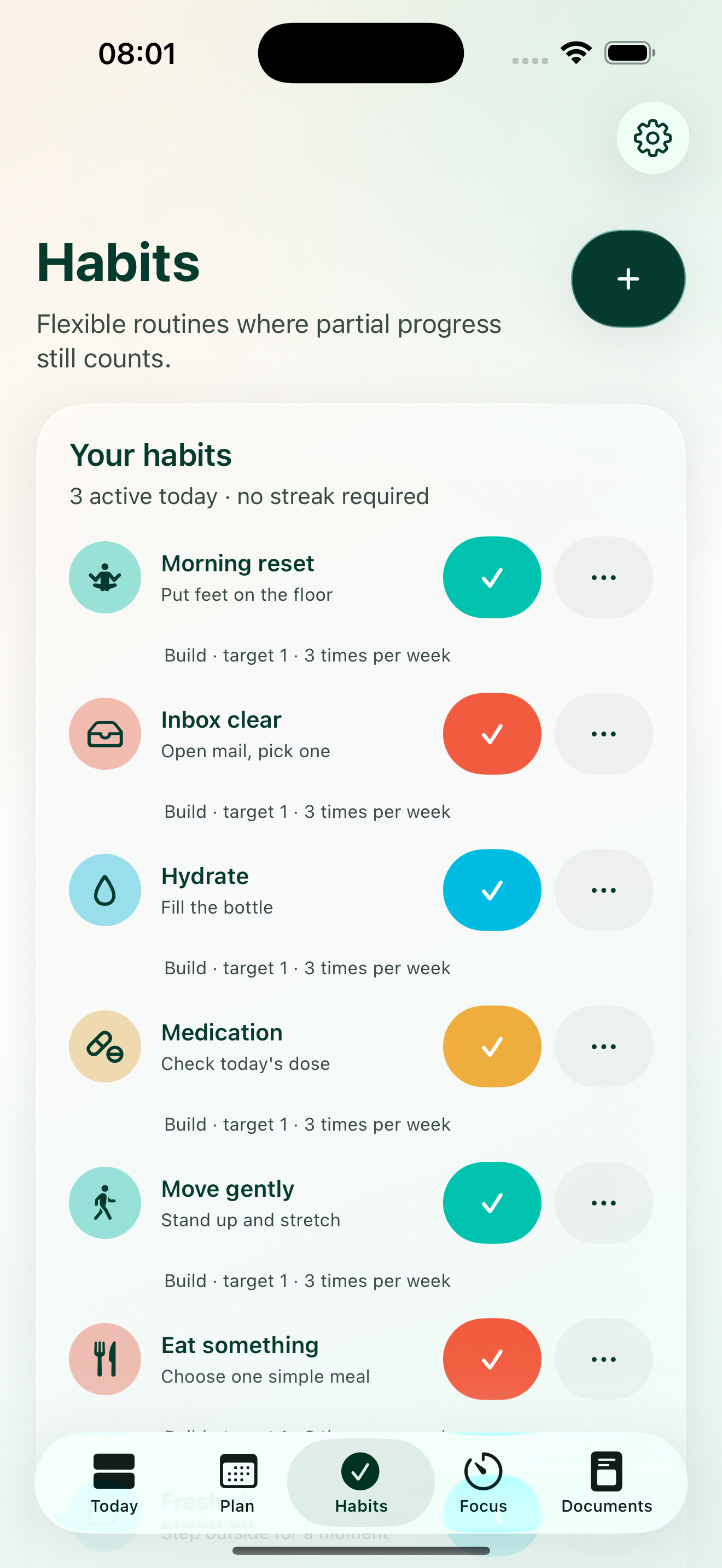 Flexible habits in Return Today