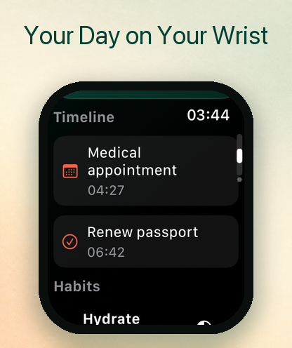 Return Today task controls on Apple Watch