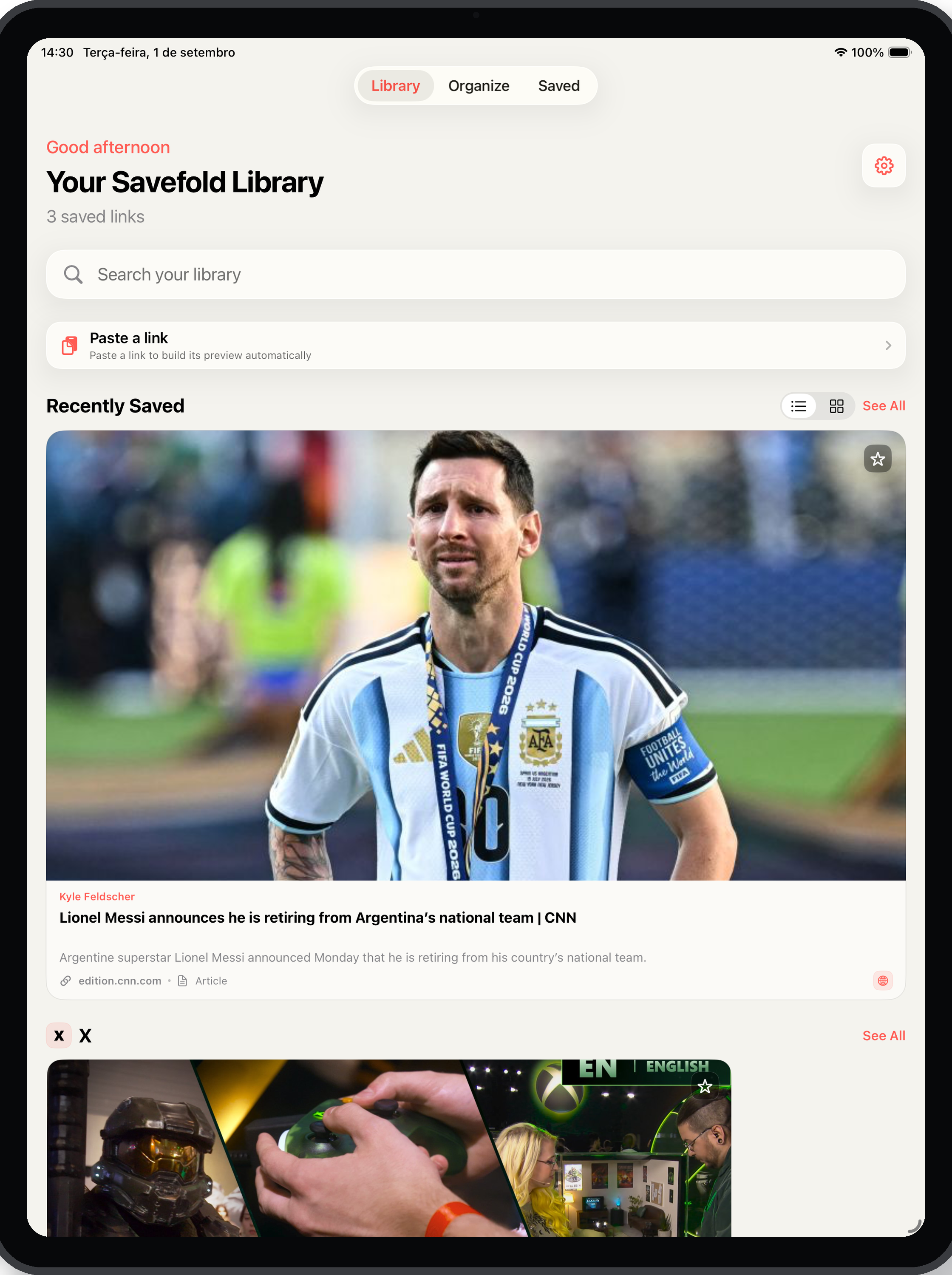 Savefold Library on iPad