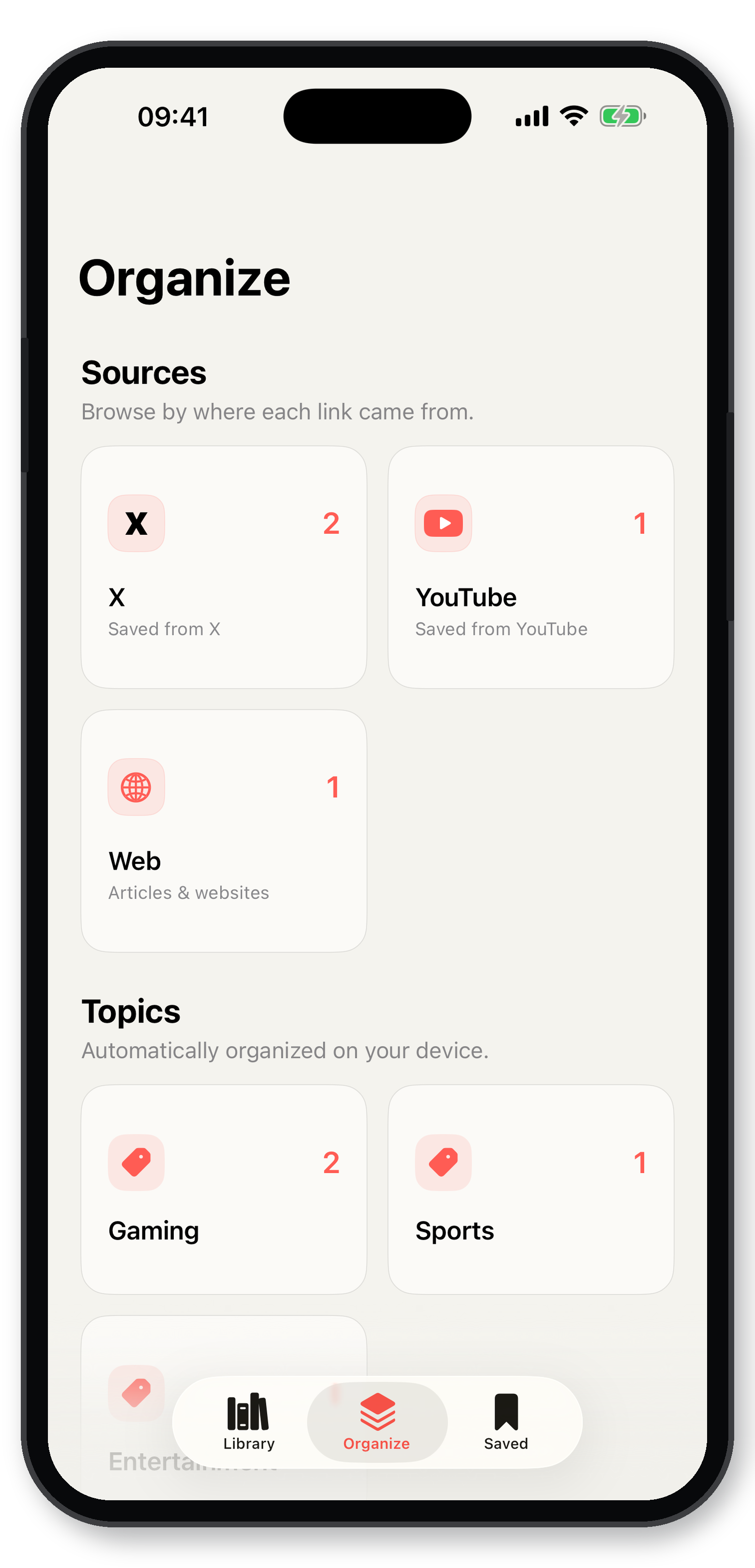 Savefold search on iPhone