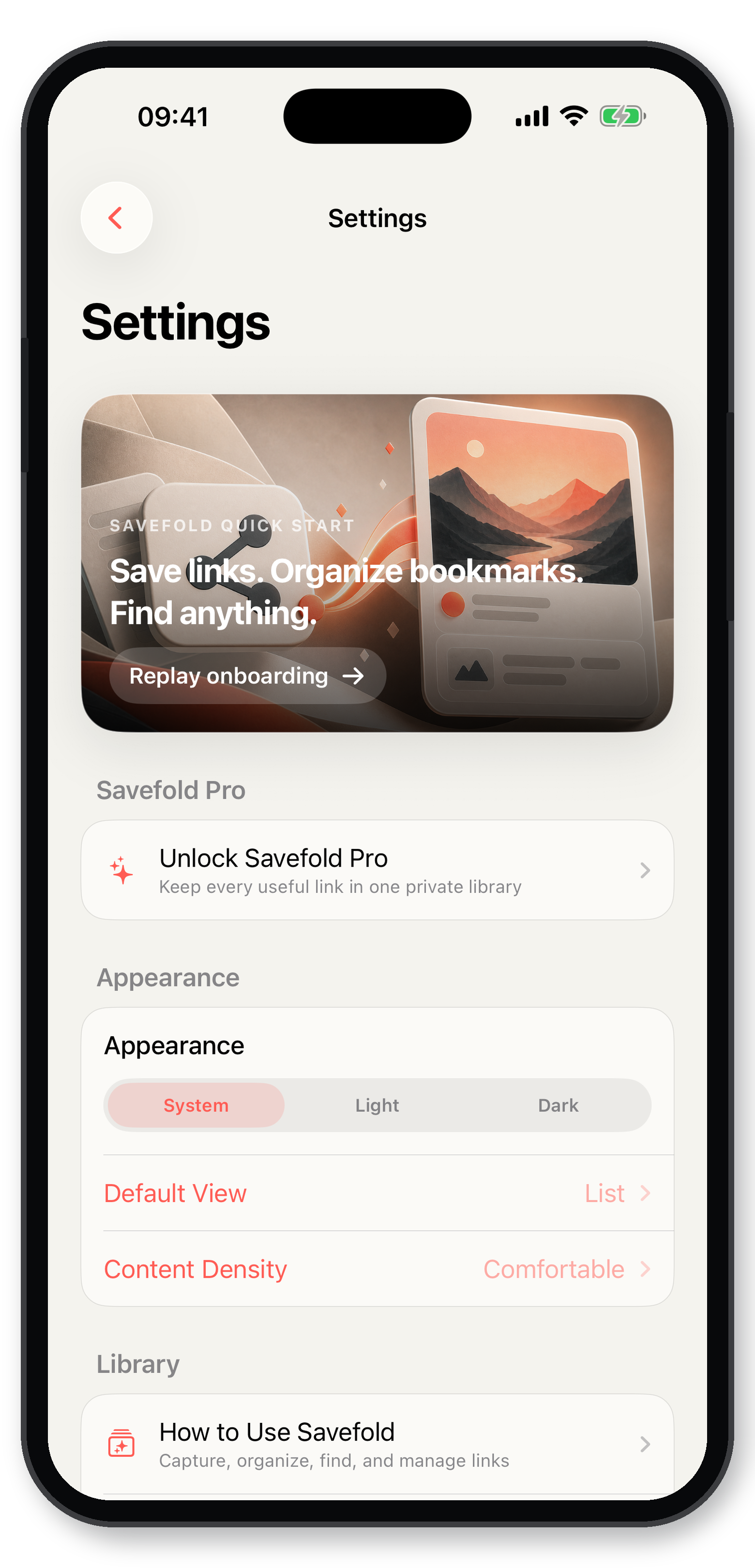 Savefold saved collection on iPhone