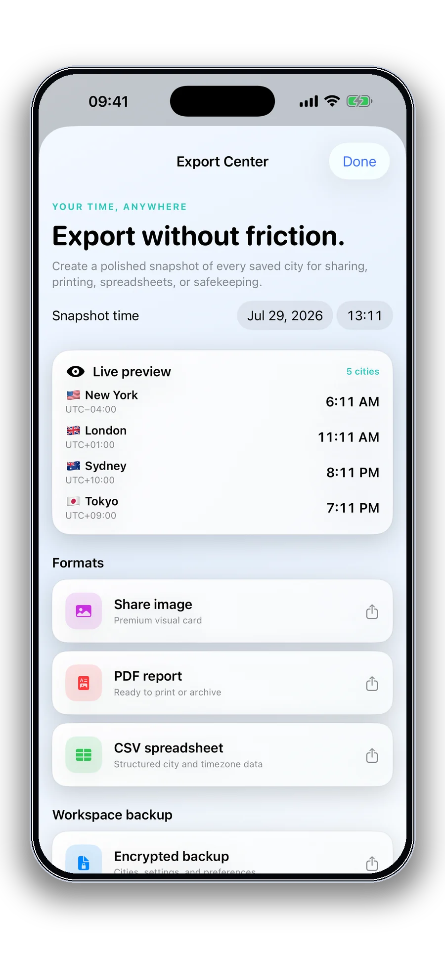 Export and backup